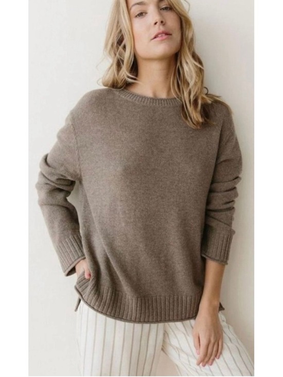 Jenni Kayne Sweaters - Jenni Kayne Everyday Sweater Taupe Wool Cashmere Blend Knit Pullover Quiet Lux